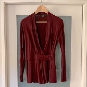 Wrap long sleeve blouse.